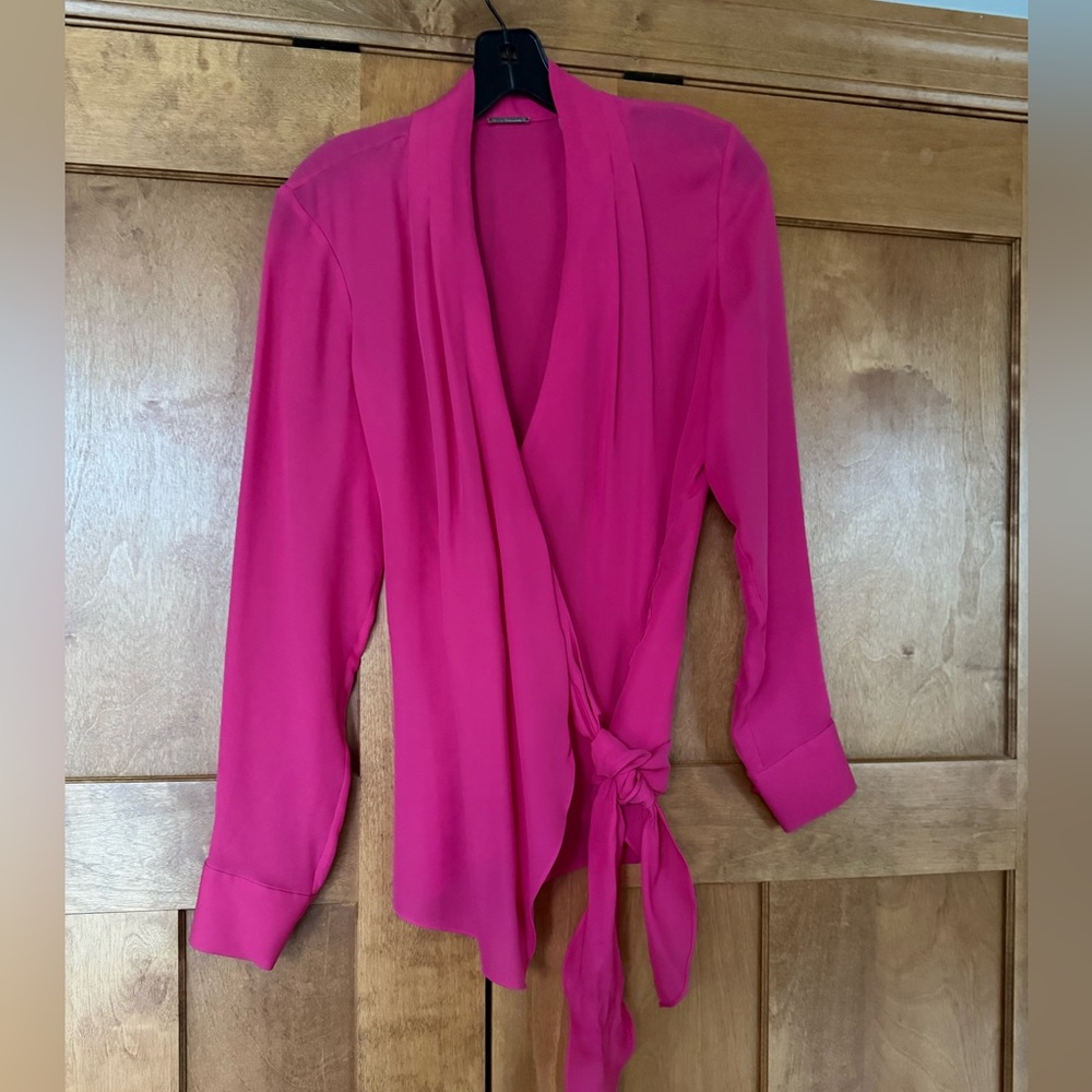 Elie Tahari Hot Pink Wrap Blouse
